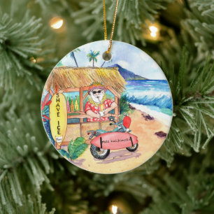 Shave Ice Jultomten Mele Kalikimaka jul Julgransprydnad Keramik