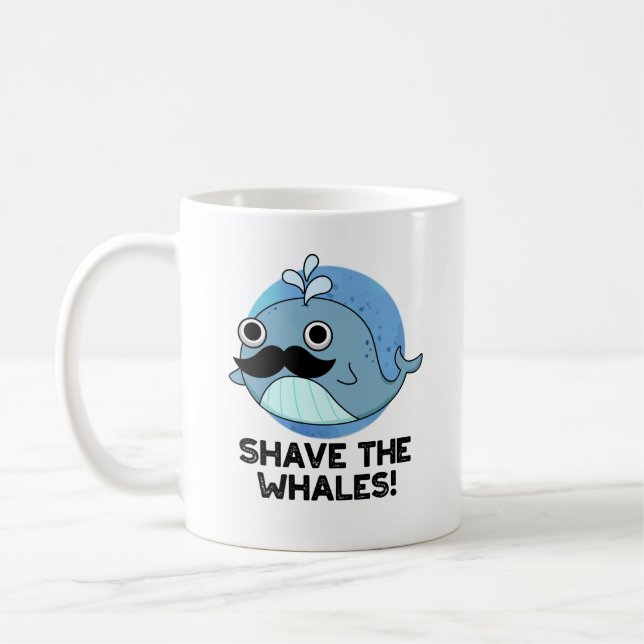 Shave the Whales Funny Animal Pun Kaffemugg (Vänster)