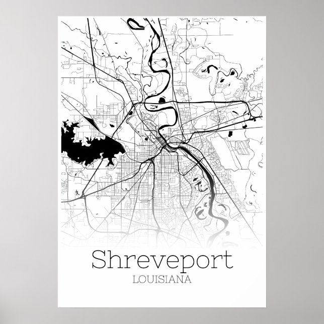 Shavslöjport Karta - Loiusiana - City Karta Poster (Framsidan)