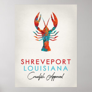 Shavslöjport Louisiana Kräftor Bright Poster
