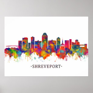 Shavslöjport Louisiana Skyline Poster