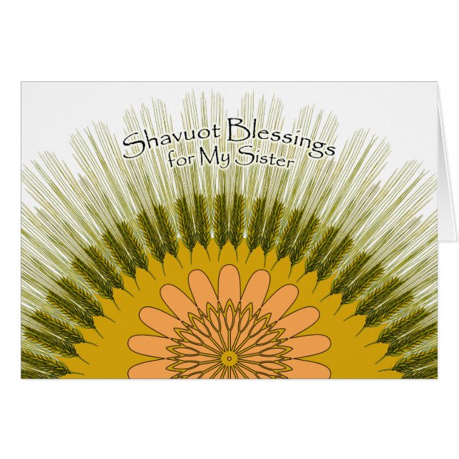 Shavuot Blessings för min syster, Barley Sol Hälsningskort (Framsidan Horizontal)