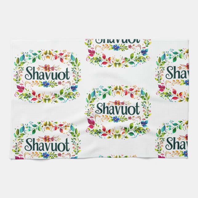 Shavuot - Colorful Shavuot Festival Firande Kökshandduk (Horisontell)