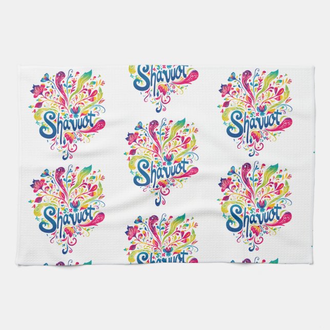 Shavuot - Colorful Shavuot Firande Kökshandduk (Horisontell)
