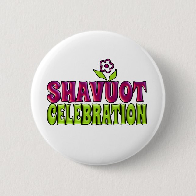 Shavuot Firande roligt Hälsning med blomma Knapp (Framsida)
