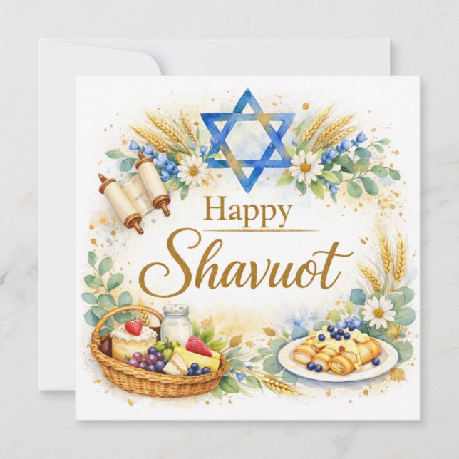 Shavuot Grattiskort Davidsstjärna, Blå Judisk (Framsida)