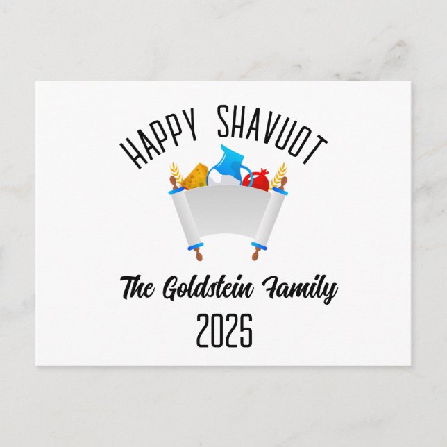 Shavuot Jewish Personlig Family Namn Helg Vykort (Framsida)