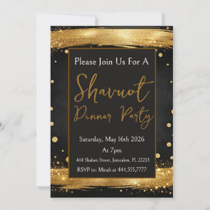Shavuot Middagsparty Guld Svart Lyx Modern Inbjudningar