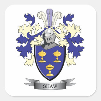 Shaw Family Crest Jackar om Arm Fyrkantigt Klistermärke