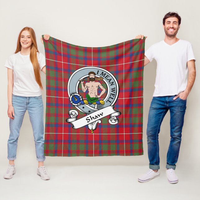 Shaw Från Sauchie Röd Modern Clanmärke Tartan Rutm Fleecefilt (På plats)