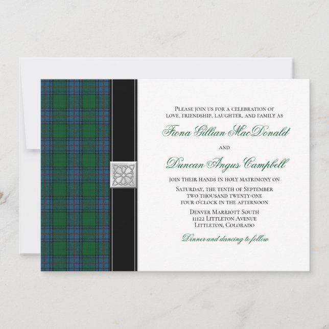 Shaw Tartan Celtic Wedding bjudande Inbjudningar (Framsida)