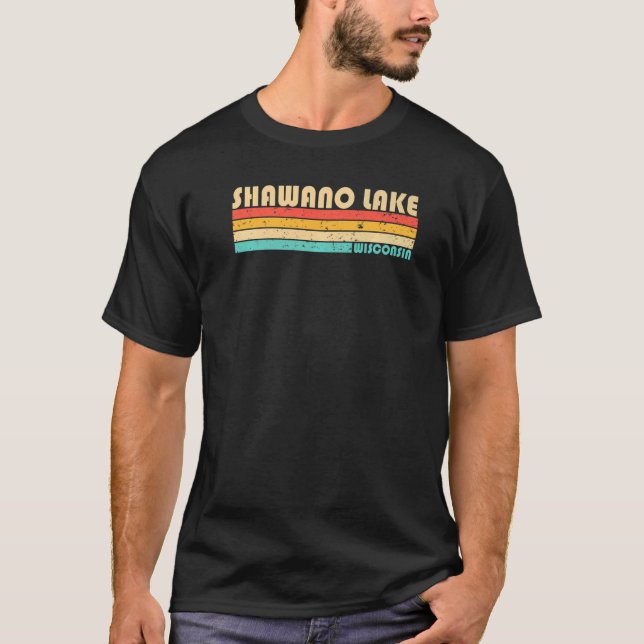Shawano Sjö Wisconsin Fishing Camping, sommar T Shirt (Framsida)