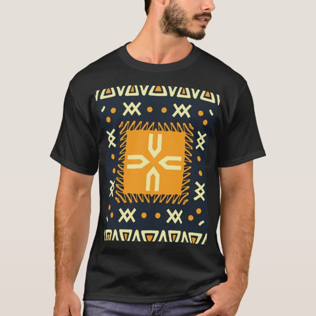 Shawl Design: Indiskt batik Square. T Shirt (Framsida)