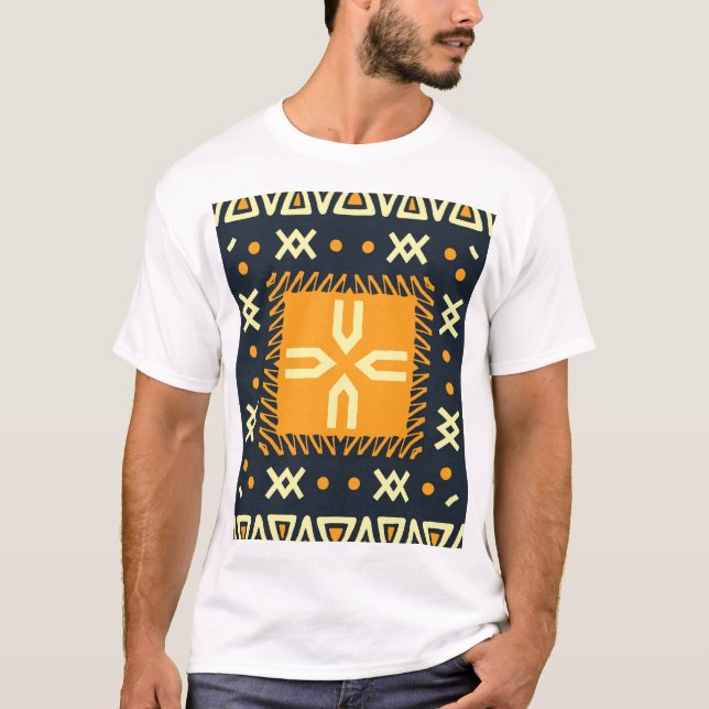 Shawl Design: Indiskt batik Square. T Shirt (Framsida)