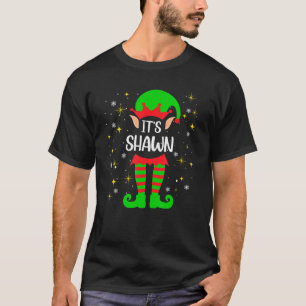 Shawn Elf Personlig först efter Namn jul T Shirt