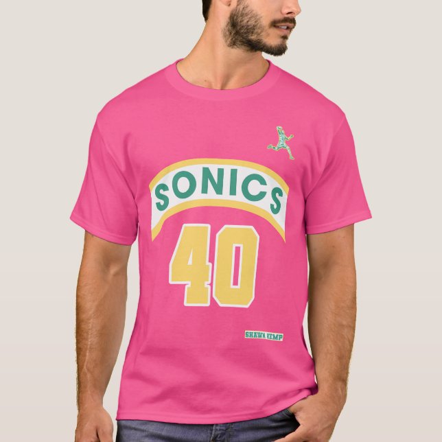 Shawn Kemp Retro Supersonics Jersey 90S Stil Fläkt T Shirt (Framsida)