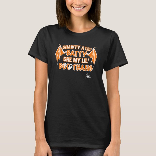 Shawty A Lil Batty Hon min Lil Boo Thang Halloween T Shirt (Framsida)