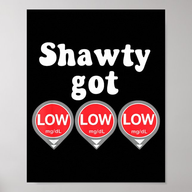 Shawty Got Low Diabetes Meme Cgm Alert Icons  Poster (Framsidan)