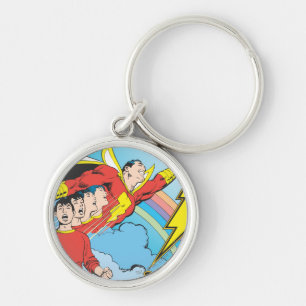 SHAZAM/Billy Batson Rund Silverfärgad Nyckelring