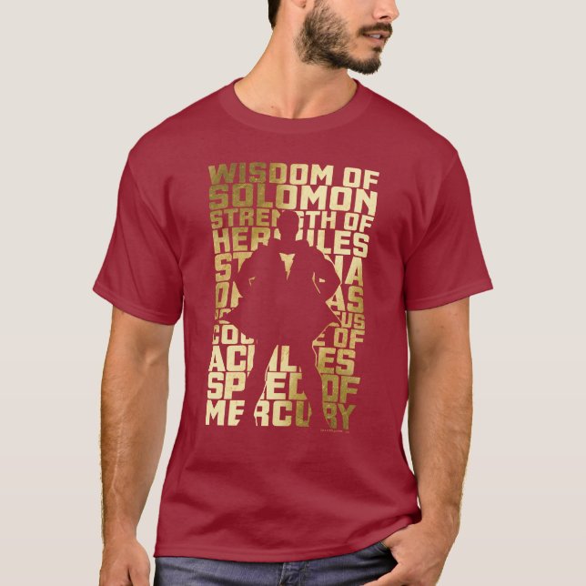 SHAZAM! | Byrka gyllene typografi T Shirt (Framsida)