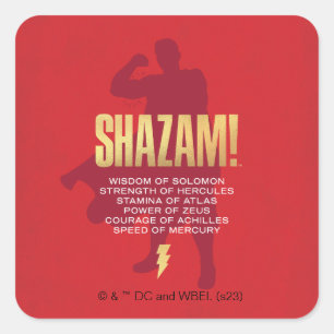 SHAZAM! Fury of the Gods   Flexing Silhouette Fyrkantigt Klistermärke
