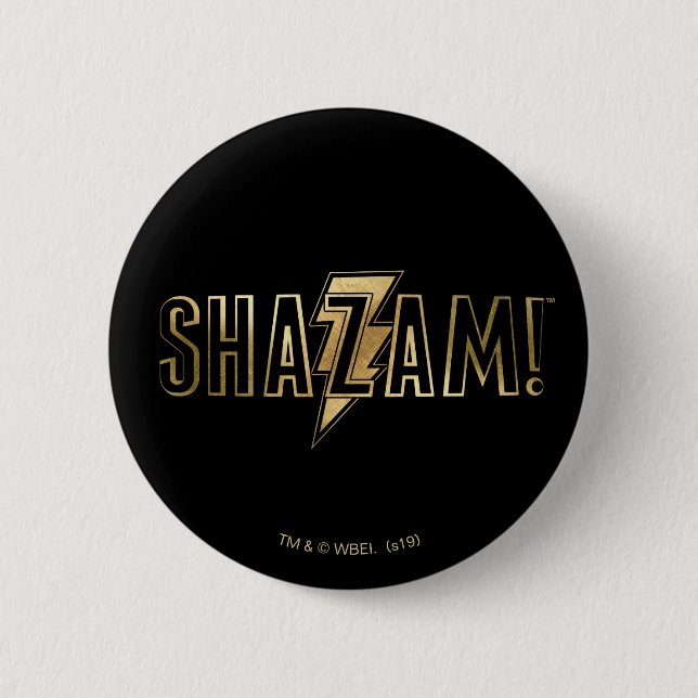 SHAZAM! | GULD LOGOTYP KNAPP (Framsida)