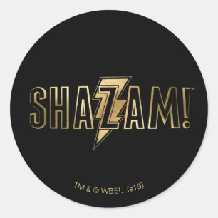 SHAZAM! guld- logotyp Runt Klistermärke