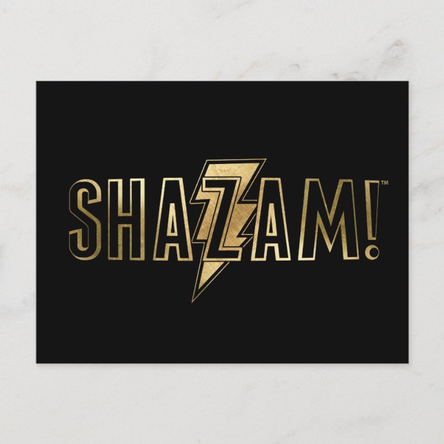 SHAZAM! | GULD LOGOTYP VYKORT (Framsida)