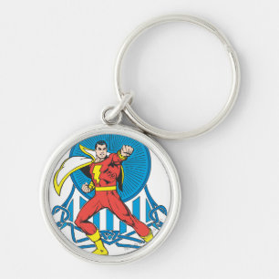 SHAZAM i stridsläge Rund Silverfärgad Nyckelring