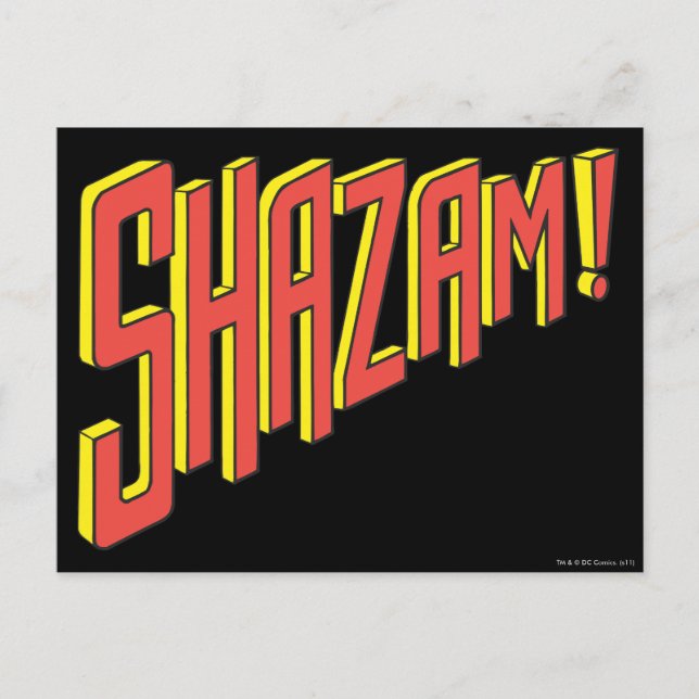 Shazam Logotyp Red/Gult Vykort (Framsida)