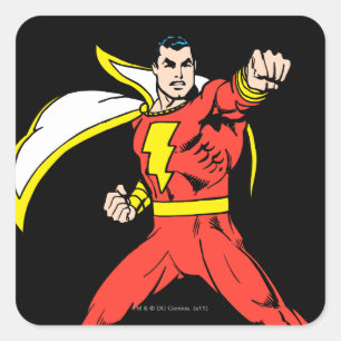 Shazam Redo till kamp Fyrkantigt Klistermärke