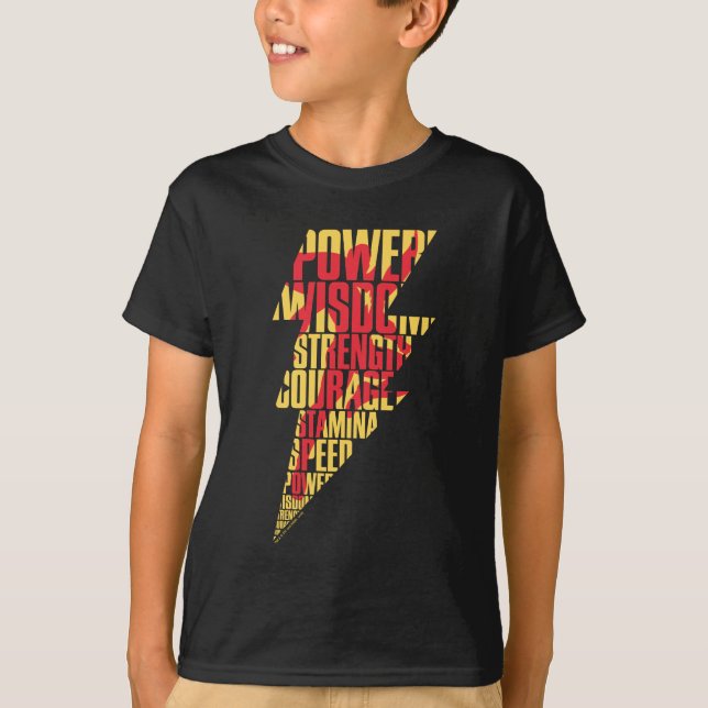 SHAZAM! | Shazam Abilities Lightning Graphic T Shirt (Framsida)