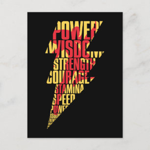 SHAZAM! Shazam Abilities Lightning Graphic Vykort