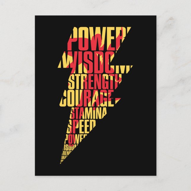 SHAZAM! | Shazam Abilities Lightning Graphic Vykort (Framsida)