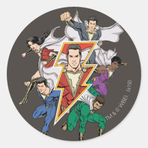 SHAZAM!   Shazam Family Graphic Runt Klistermärke