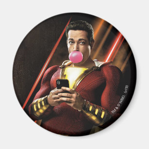 SHAZAM!   Shazam som blåser bubbelgum Magnet