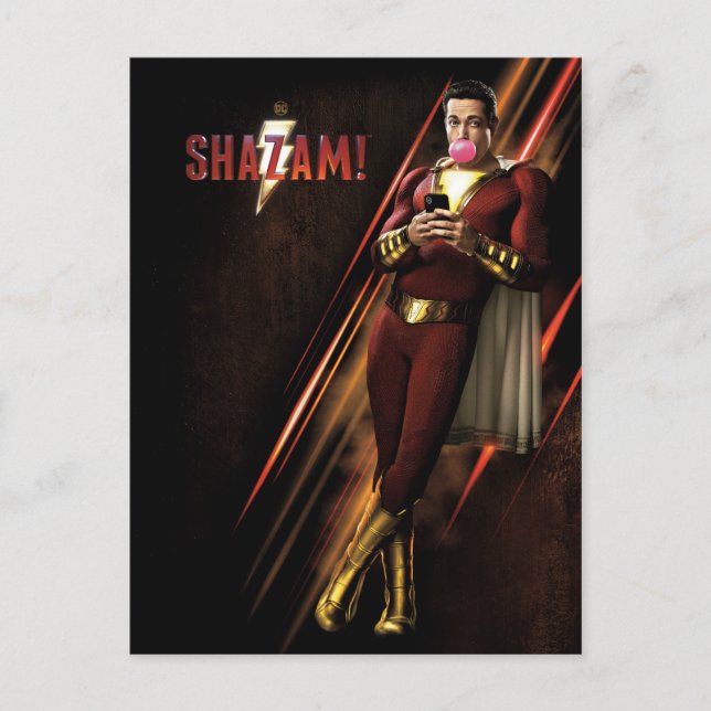 SHAZAM! | Shazam som blåser bubbelgum Vykort (Framsida)