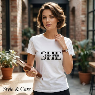 SHE Anpassat Namn Modern Tri-Blend Grafikskjorta T Shirt