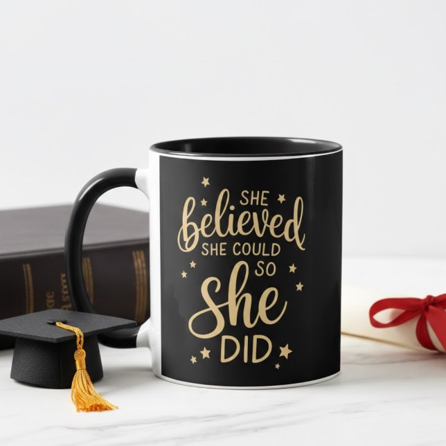 She Believed She Could So She Did Gold Quote Mugg (Skapare uppladdad)
