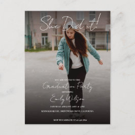 She Did It Multi Photo Graduation Party Invitation Vykort