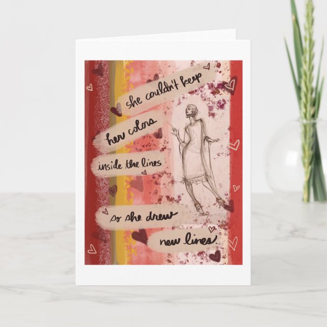She Drew New Lines Card Kort (Framsida)