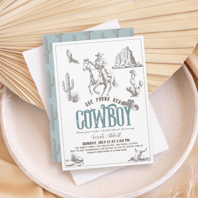 She Found Her Cowboy Blue Bridal Shower Inbjudningar (Skapare uppladdad)