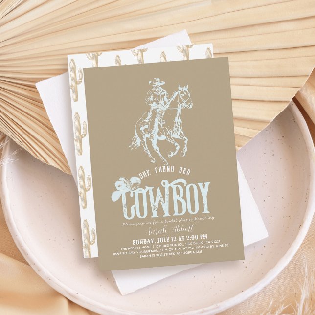 She Found Her Cowboy Sand Beige Bridal Shower Inbjudningar (Skapare uppladdad)