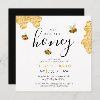 She Found Her Honey Bee Themed Bridal Shower Inbjudningar