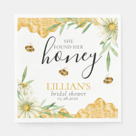 She Found Her Honey Bridal Shower Floral Bee Pappersservett