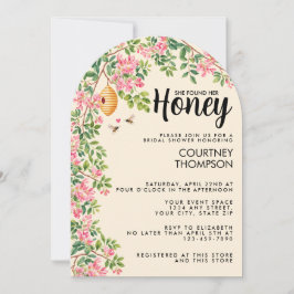 She Found Her Honey Pink Floral Bridal Shower  Inbjudningar