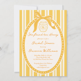 She found her honey yellow stripes bridal shower inbjudningar