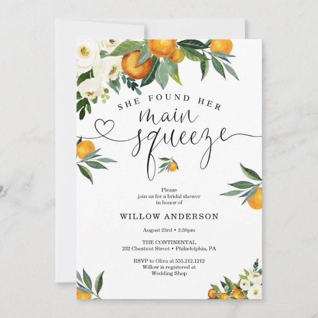 She Found Her Main Squeeze Bridal Shower Inbjudningar (Framsida)