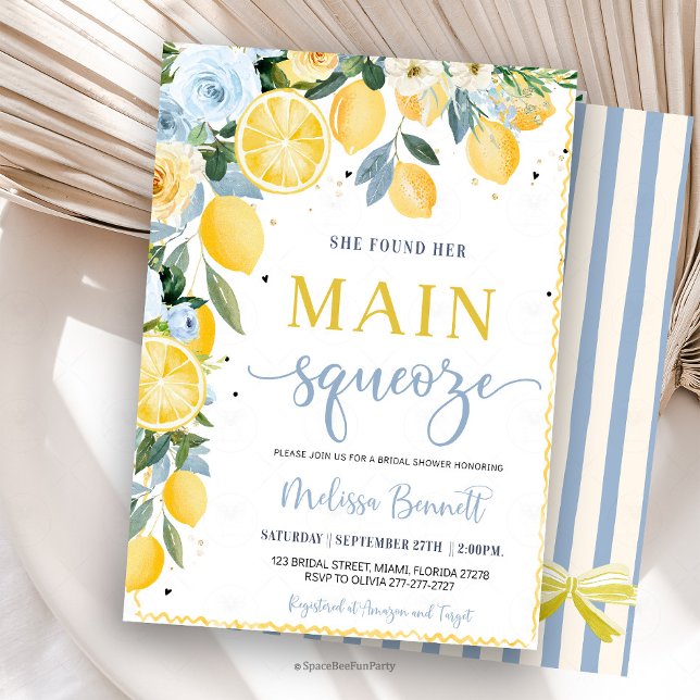 She Found Her Main Squeeze Lemon Bridal Shower  Inbjudningar (She Found Her Main Squeeze Lemon Bridal Shower Invitation
she found her main squeeze, lemon bridal s)