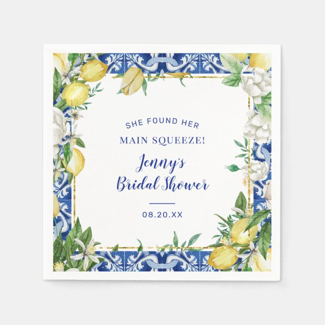 She Found Her Main Squeeze Lemon Bröllopsdusch Pappersservett (Framsidan)